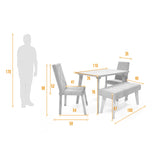 Set Comedor Lugo Matiz Oasis 110x76cm Cuadrado de Cuatro Puestos con Dos Sillas Liverpool y Un Butaco Plata - COMEDORES | Bylmo