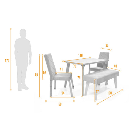 Set Comedor Lugo Matiz Oasis 110x76cm Cuadrado de Cuatro Puestos con Dos Sillas Liverpool y Un Butaco Plata - COMEDORES | Bylmo