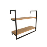 Repisa Biella Madera Natural y Negro 48x43cm con Dos Entrepaños - REPISAS | Bylmo