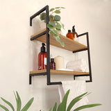 Repisa Biella Madera Natural y Negro 48x43cm con Dos Entrepaños - REPISAS | Bylmo