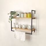 Repisa Biella Madera Natural y Negro 48x43cm con Dos Entrepaños