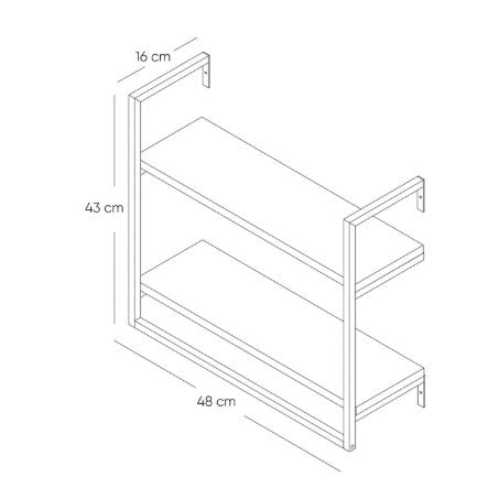 Repisa Biella Madera Natural y Negro 48x43cm con Dos Entrepaños - REPISAS | Bylmo
