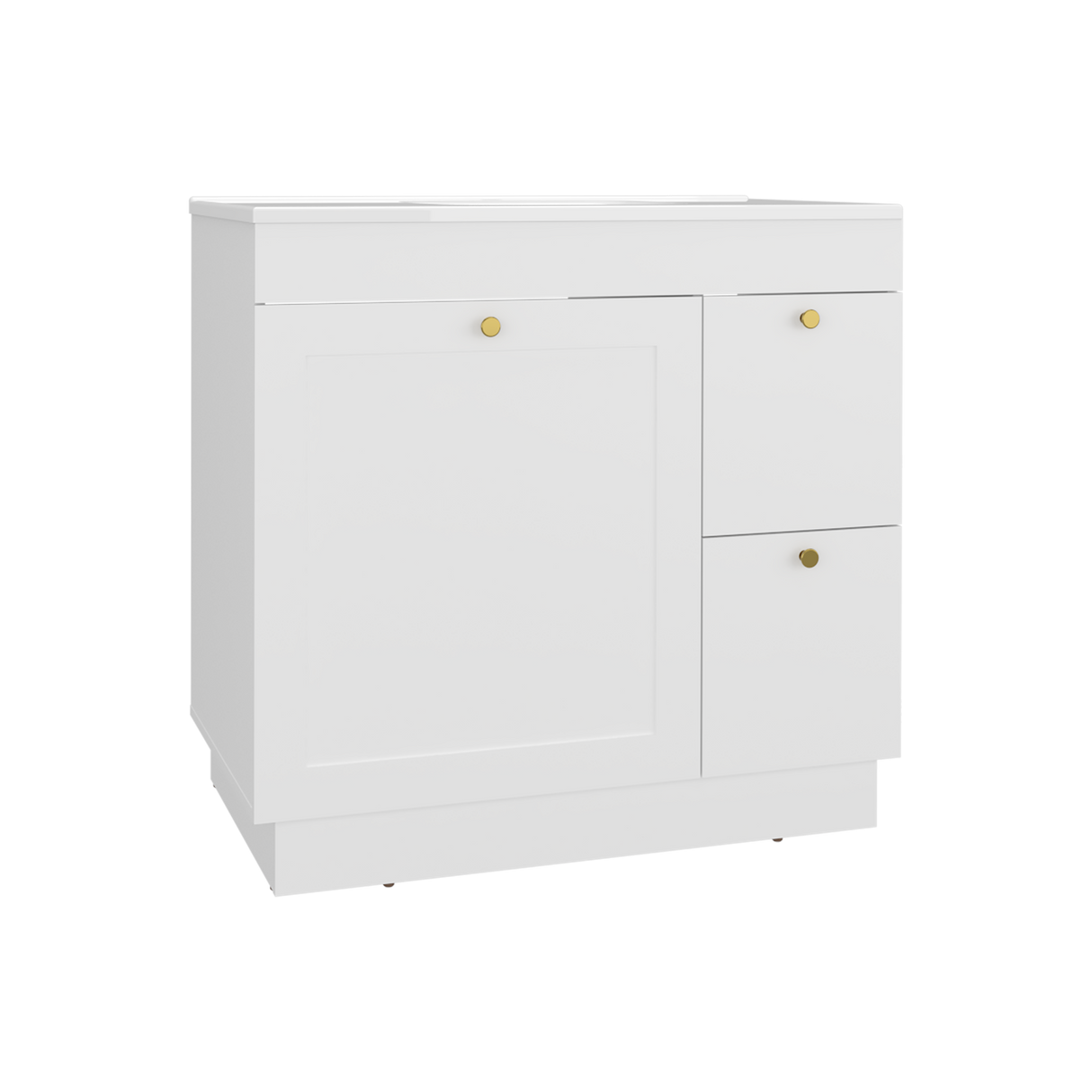 Mueble para Lavamanos Baluarte Blanco 91.7x86.3cm Individual con Lavamanos Empotrado y con Tres Puertas