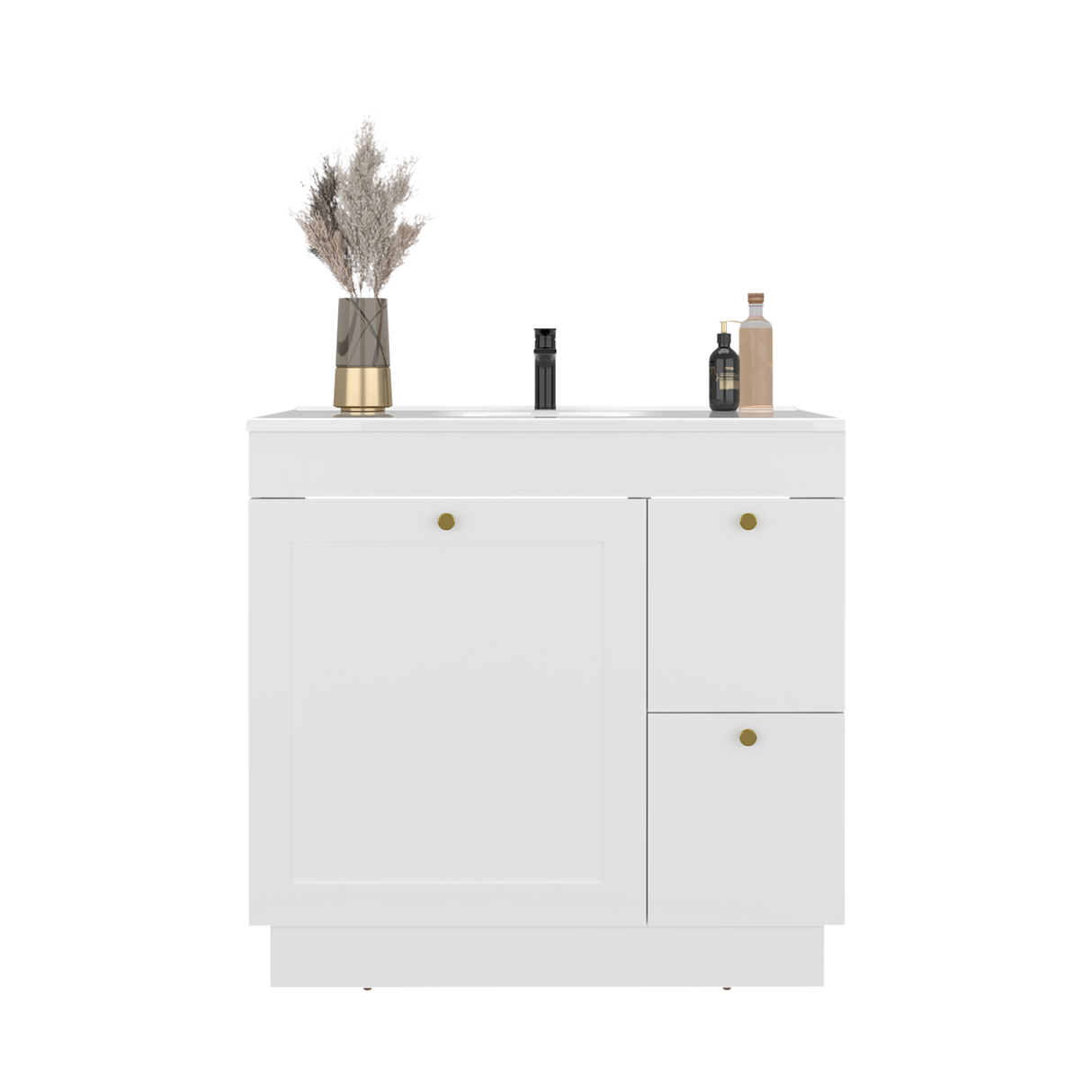 Mueble para Lavamanos Baluarte Blanco 91.7x86.3cm Individual con Lavamanos Empotrado y con Tres Puertas