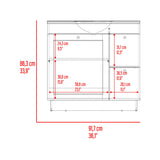 Mueble para Lavamanos Baluarte Blanco 91.7x86.3cm Individual con Lavamanos Empotrado y con Tres Puertas