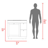 Mueble para Lavamanos Baluarte Blanco 91.7x86.3cm Individual con Lavamanos Empotrado y con Tres Puertas