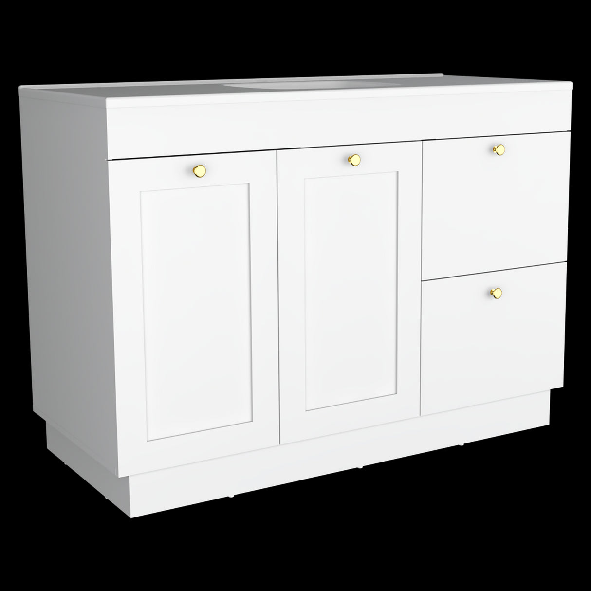 Mueble para Lavamanos Baluarte Blanco 121.9x86.3cm Individual con Lavamanos Empotrado y con Cuatro Puertas - MUEBLES PARA LAVAMANOS | Bylmo