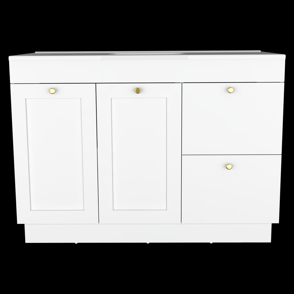 Mueble para Lavamanos Baluarte Blanco 121.9x86.3cm Individual con Lavamanos Empotrado y con Cuatro Puertas - MUEBLES PARA LAVAMANOS | Bylmo