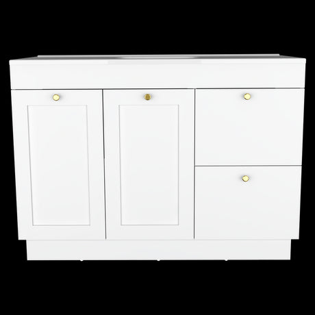Mueble para Lavamanos Baluarte Blanco 121.9x86.3cm Individual con Lavamanos Empotrado y con Cuatro Puertas - MUEBLES PARA LAVAMANOS | Bylmo