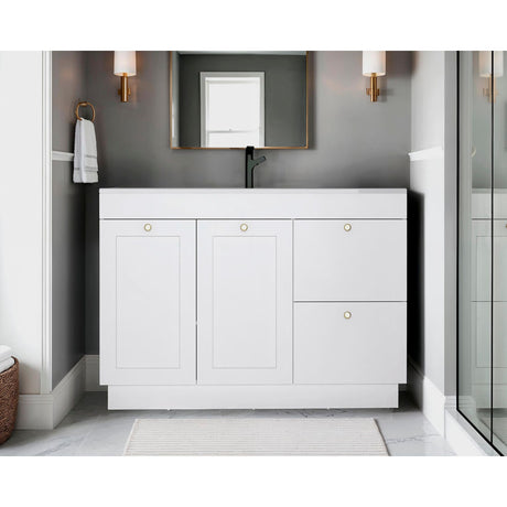 Mueble para Lavamanos Baluarte Blanco 121.9x86.3cm Individual con Lavamanos Empotrado y con Cuatro Puertas - MUEBLES PARA LAVAMANOS | Bylmo
