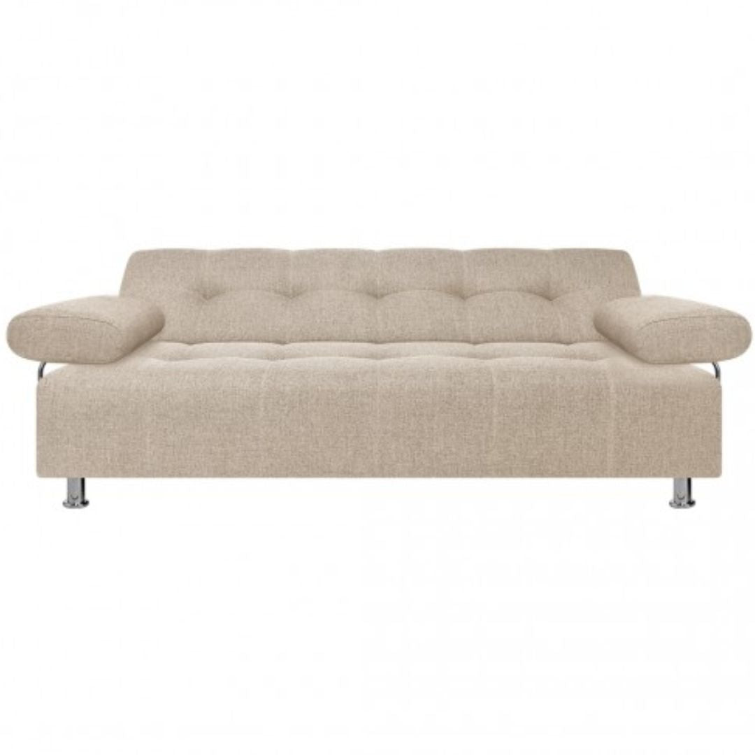 Sofá Cama Milan Beige 180x30cm de Tres Puestos Reclinable Con Tapizado Acolchado y Antifluido - SOFAS Y POLTRONAS | Bylmo