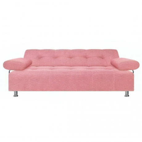 Sofá Cama Milan Rosado 180x30cm de Tres Puestos Reclinable Con Tapizado Acolchado y Antifluido - SOFAS Y POLTRONAS | Bylmo