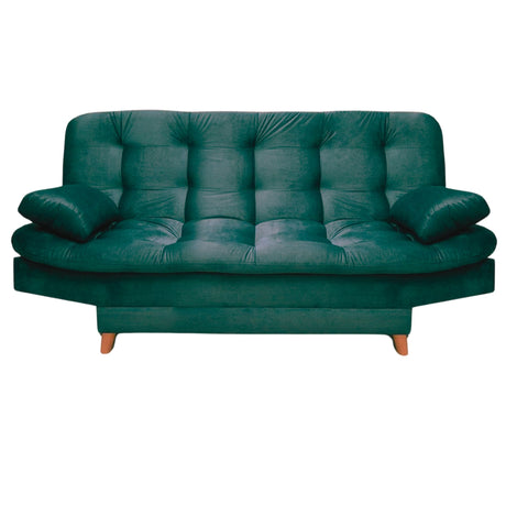 Sofá Cama Magic Verde 180x30cm de Tres Puestos Reclinable Con Tapizado Acolchado y Antifluido - SOFAS Y POLTRONAS | Bylmo
