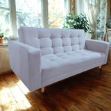 Sofá Cama Munich Plata 200x30cm de Tres Puestos Reclinable Con Tapizado Acolchado y Antifluido - SOFAS Y POLTRONAS | Bylmo