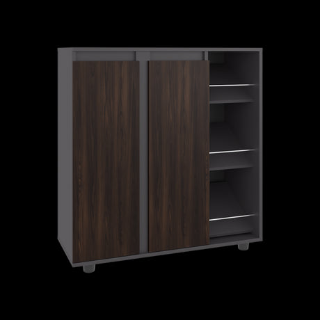 Zapatero Houck Plomo Y Nogal 86.5x91.5cm Vertical de Tres Niveles para Once Zapatos - ZAPATEROS | Bylmo