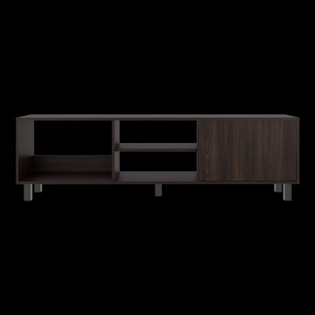 Rack de TV Tunez Nogal 160x47.5cm Para TV Hasta 70" Pulgadas con Cuatro Compartimientos y Ranuras para Cable - MUEBLES DE TV | Bylmo