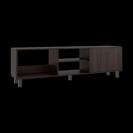Rack de TV Tunez Nogal 160x47.5cm Para TV Hasta 70" Pulgadas con Cuatro Compartimientos y Ranuras para Cable - MUEBLES DE TV | Bylmo