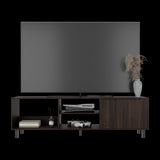 Rack de TV Tunez Nogal 160x47.5cm Para TV Hasta 70" Pulgadas con Cuatro Compartimientos y Ranuras para Cable - MUEBLES DE TV | Bylmo