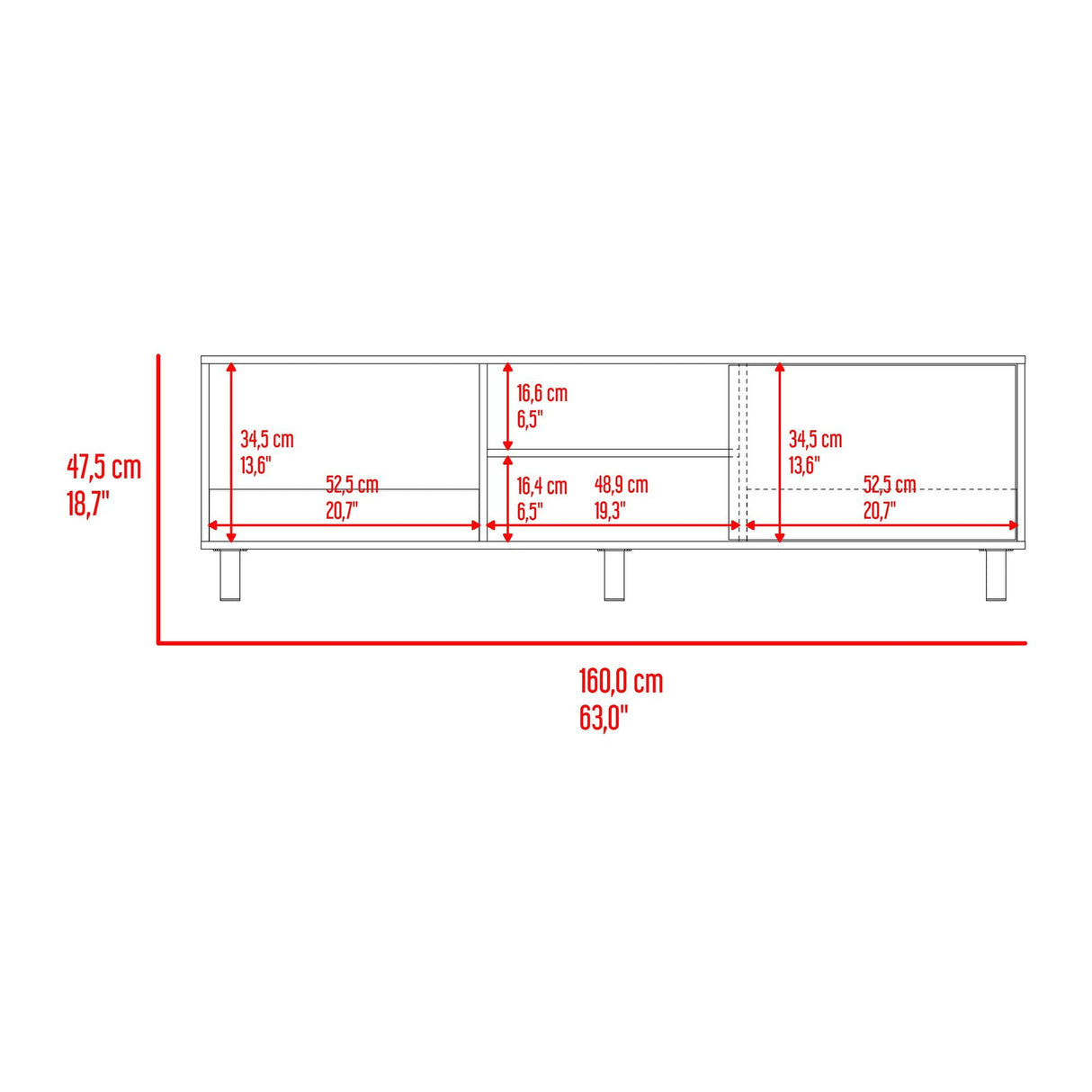 Rack de TV Tunez Nogal 160x47.5cm