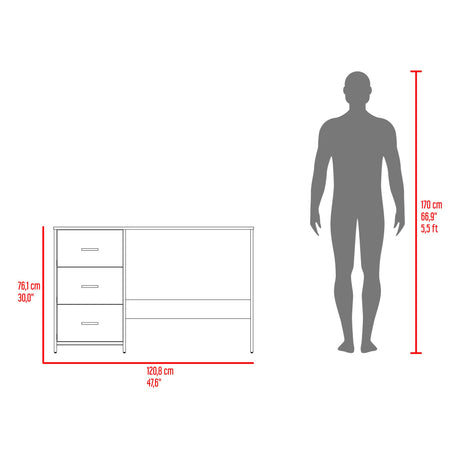 Escritorio Eco Blanco 120.8x76.2cm con Tres Cajones y con Archivador - ESCRITORIOS | Bylmo