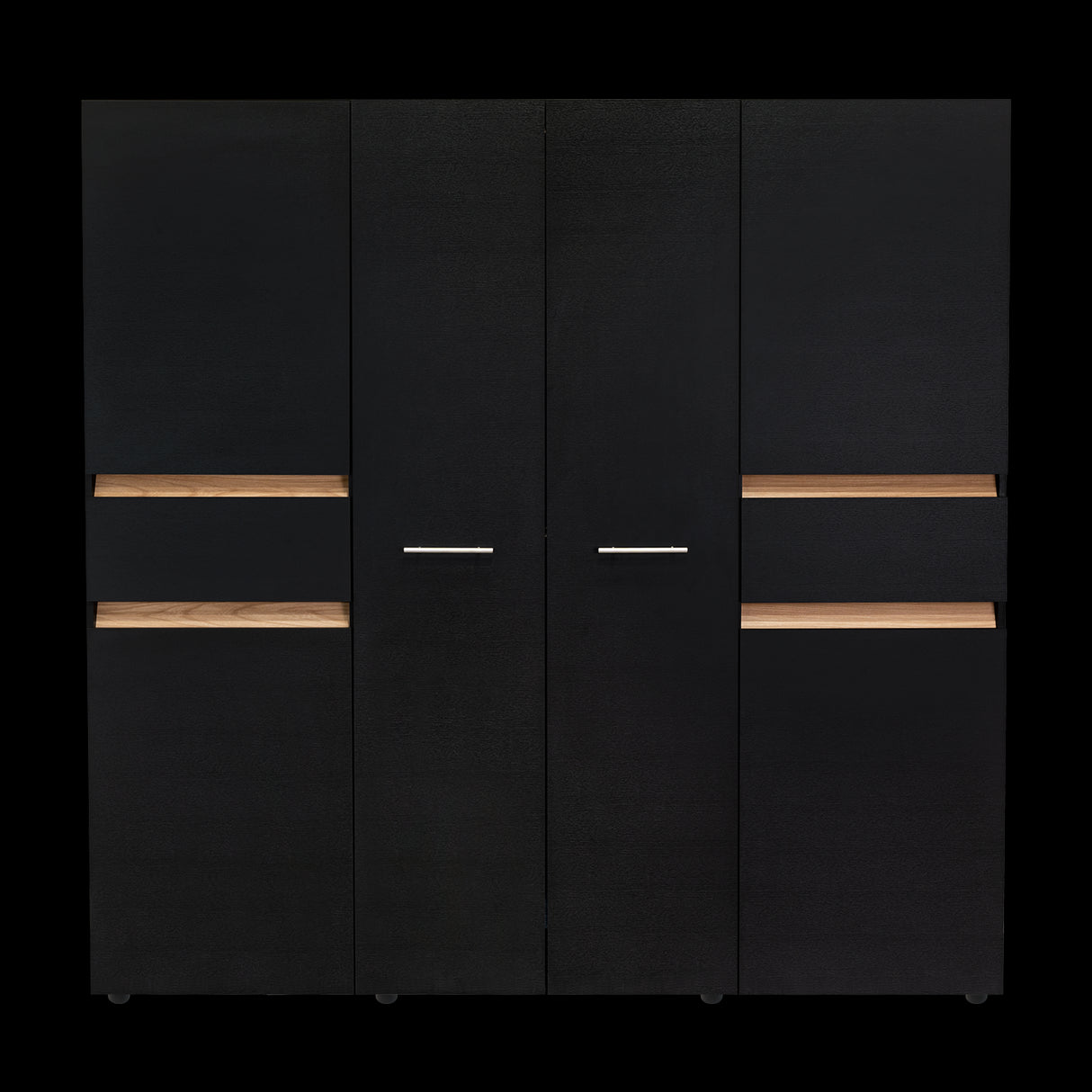 Closet Berino Wengue Y Fresno Europeo 200x200cm con Dos Cajones y con Seis Puertas - CLOSETS | Bylmo