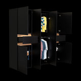 Closet Berino Wengue Y Fresno Europeo 200x200cm con Dos Cajones y con Seis Puertas - CLOSETS | Bylmo
