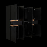 Closet Berino Wengue Y Fresno Europeo 200x200cm con Dos Cajones y con Seis Puertas - CLOSETS | Bylmo