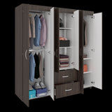 Closet Bariloche Milan Y Blanco 170.3x180cm con Dos Cajones y con Seis Puertas - CLOSETS | Bylmo