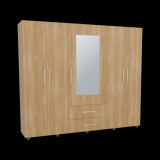 Closet Grayson Fresno Europeo 230x200cm con Dos Cajones con Cinco Puertas y con Espejo - CLOSETS | Bylmo
