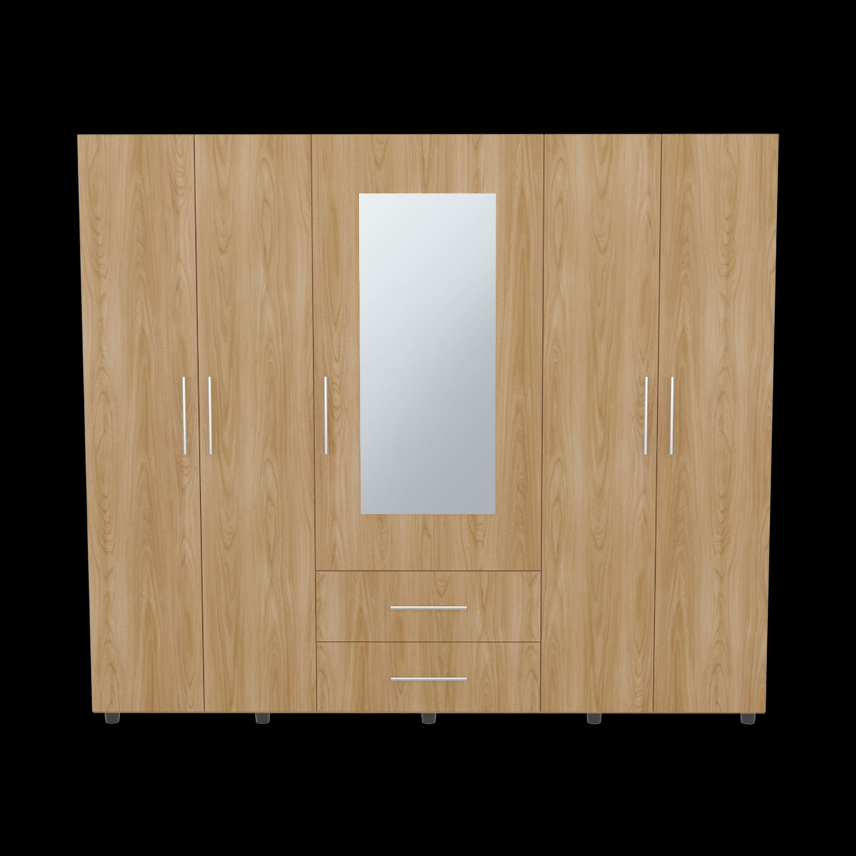 Closet Grayson Fresno Europeo 230x200cm con Dos Cajones con Cinco Puertas y con Espejo - CLOSETS | Bylmo