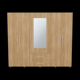Closet Grayson Fresno Europeo 230x200cm con Dos Cajones con Cinco Puertas y con Espejo - CLOSETS | Bylmo