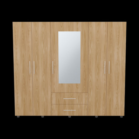 Closet Grayson Fresno Europeo 230x200cm con Dos Cajones con Cinco Puertas y con Espejo - CLOSETS | Bylmo