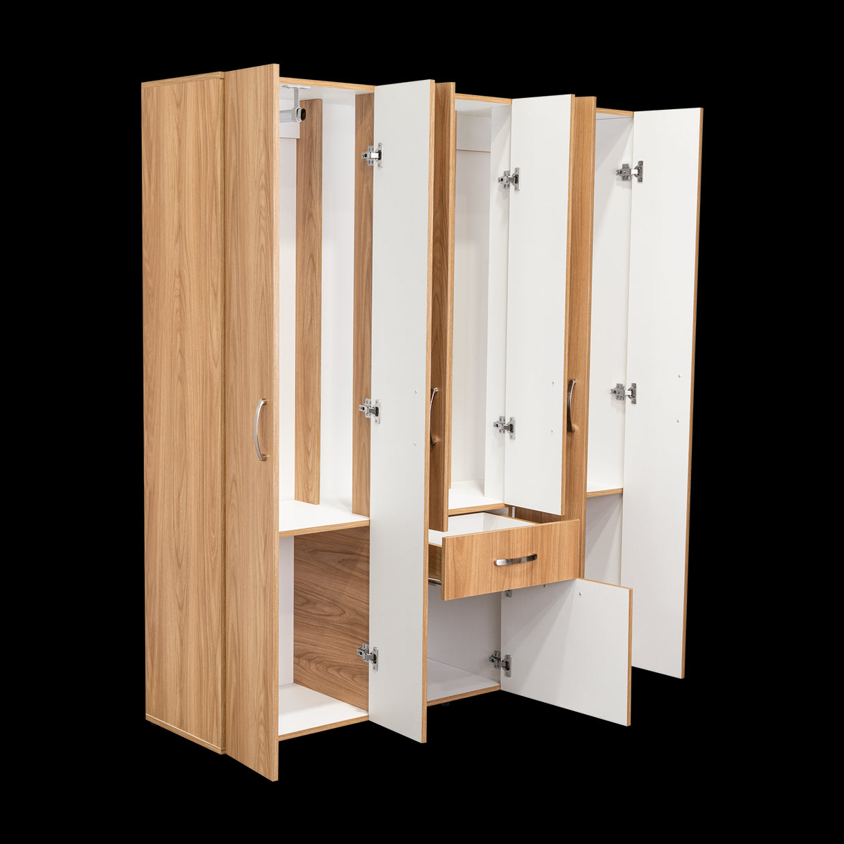 Combo Closet y Cómoda Mayer Fresno Europeo Y Blanco 141.1x164.2cm con Cuatro Cajones y con Cuatro Puertas - CLOSETS | Bylmo