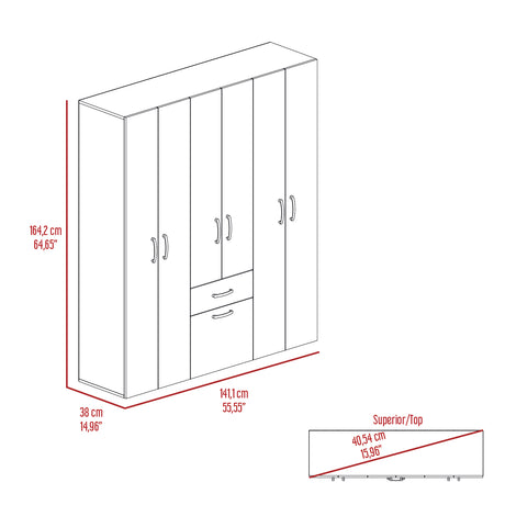 Combo Closet y Cómoda Mayer Fresno Europeo Y Blanco 141.1x164.2cm con Cuatro Cajones y con Cuatro Puertas - CLOSETS | Bylmo