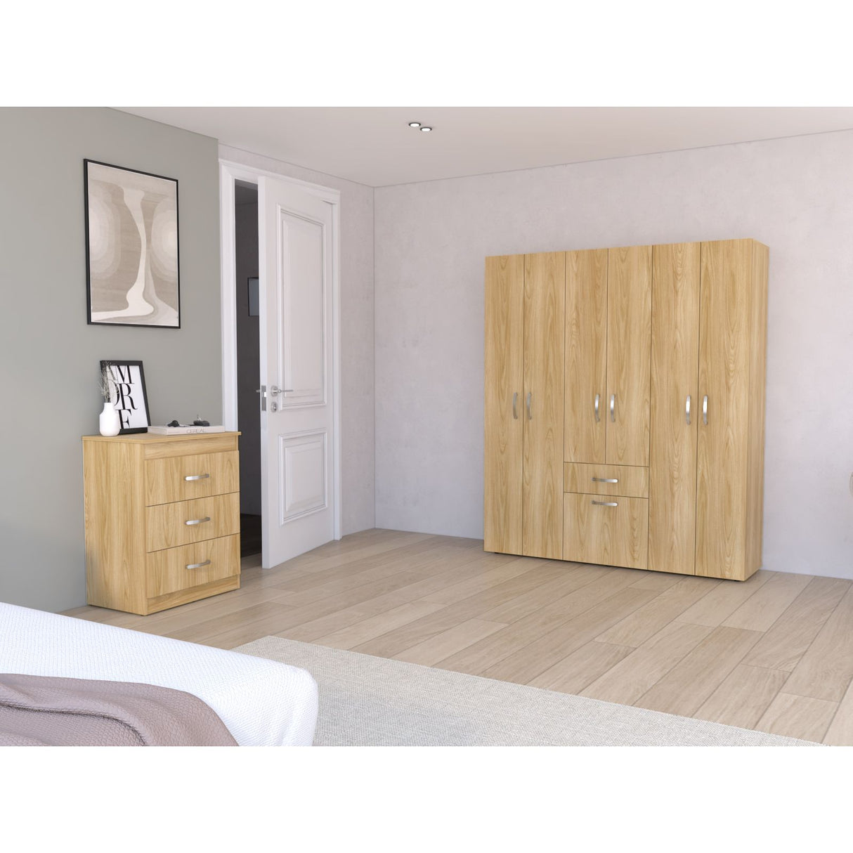 Combo Closet y Cómoda Mayer Fresno Europeo Y Blanco 141.1x164.2cm con Cuatro Cajones y con Cuatro Puertas - CLOSETS | Bylmo