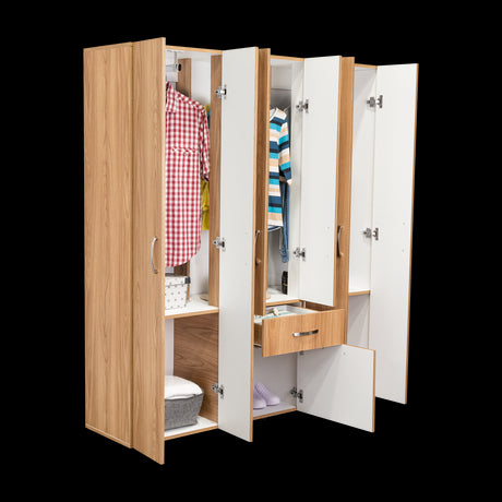Combo Closet y Cómoda Mayer Fresno Europeo Y Blanco 141.1x164.2cm con Cuatro Cajones y con Cuatro Puertas - CLOSETS | Bylmo