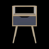 Mesa de Noche Otom Fresno Europeo y Blanco 40x63cm con Un Cajón y Dos Compártimientos - MESAS DE NOCHE | Bylmo