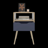 Mesa de Noche Otom Fresno Europeo y Blanco 40x63cm con Un Cajón y Dos Compártimientos - MESAS DE NOCHE | Bylmo