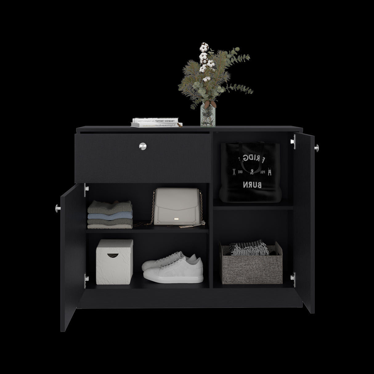 Cómoda Praga Wengue 100x80cm de Dos Hileras con Un Cajón - CAJONERAS Y COMODAS | Bylmo