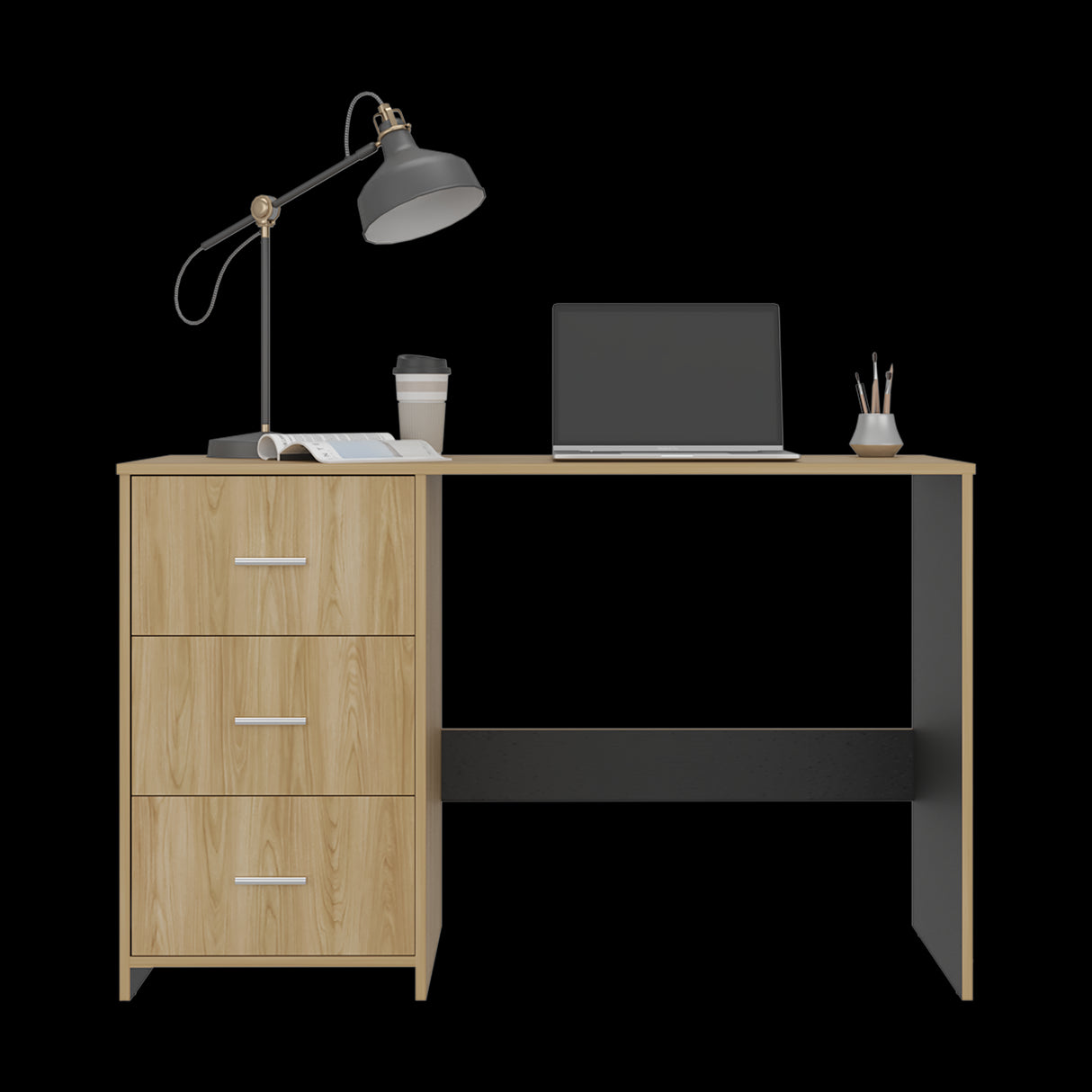 Escritorio Eco Wengue 120.8x76.2cm con Tres Cajones y con Archivador - ESCRITORIOS | Bylmo
