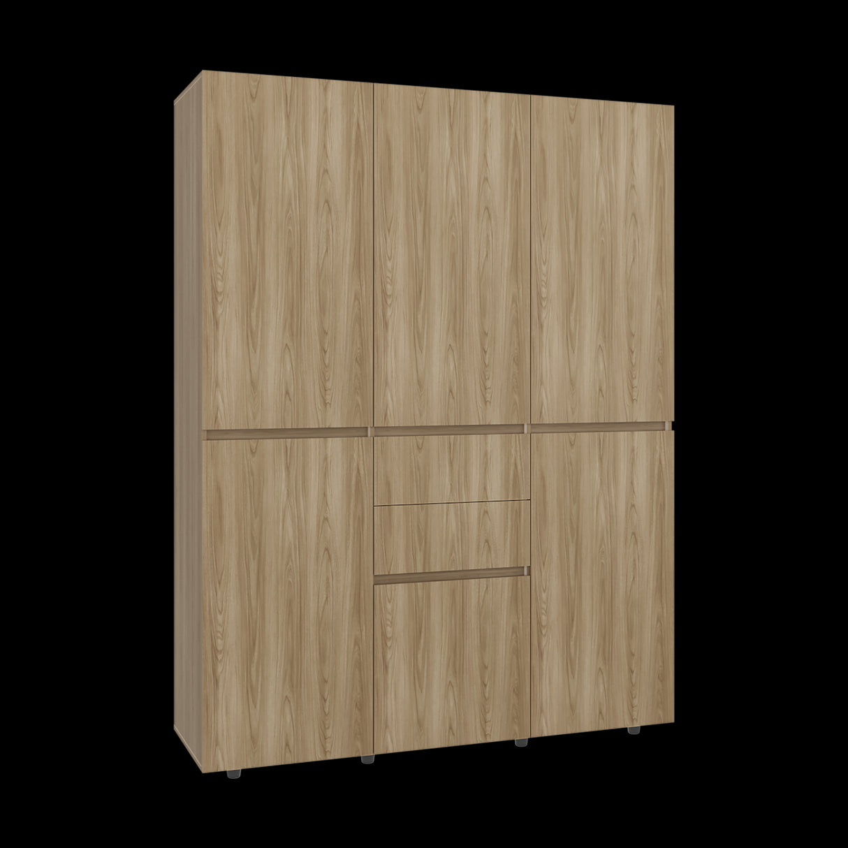Closet Bea Fresno y Blanco 150x200cm con Dos Cajones con Seis Puertas y con Colgadero de Ropa - CLOSETS | Bylmo