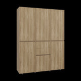 Closet Bea Fresno y Blanco 150x200cm con Dos Cajones con Seis Puertas y con Colgadero de Ropa - CLOSETS | Bylmo