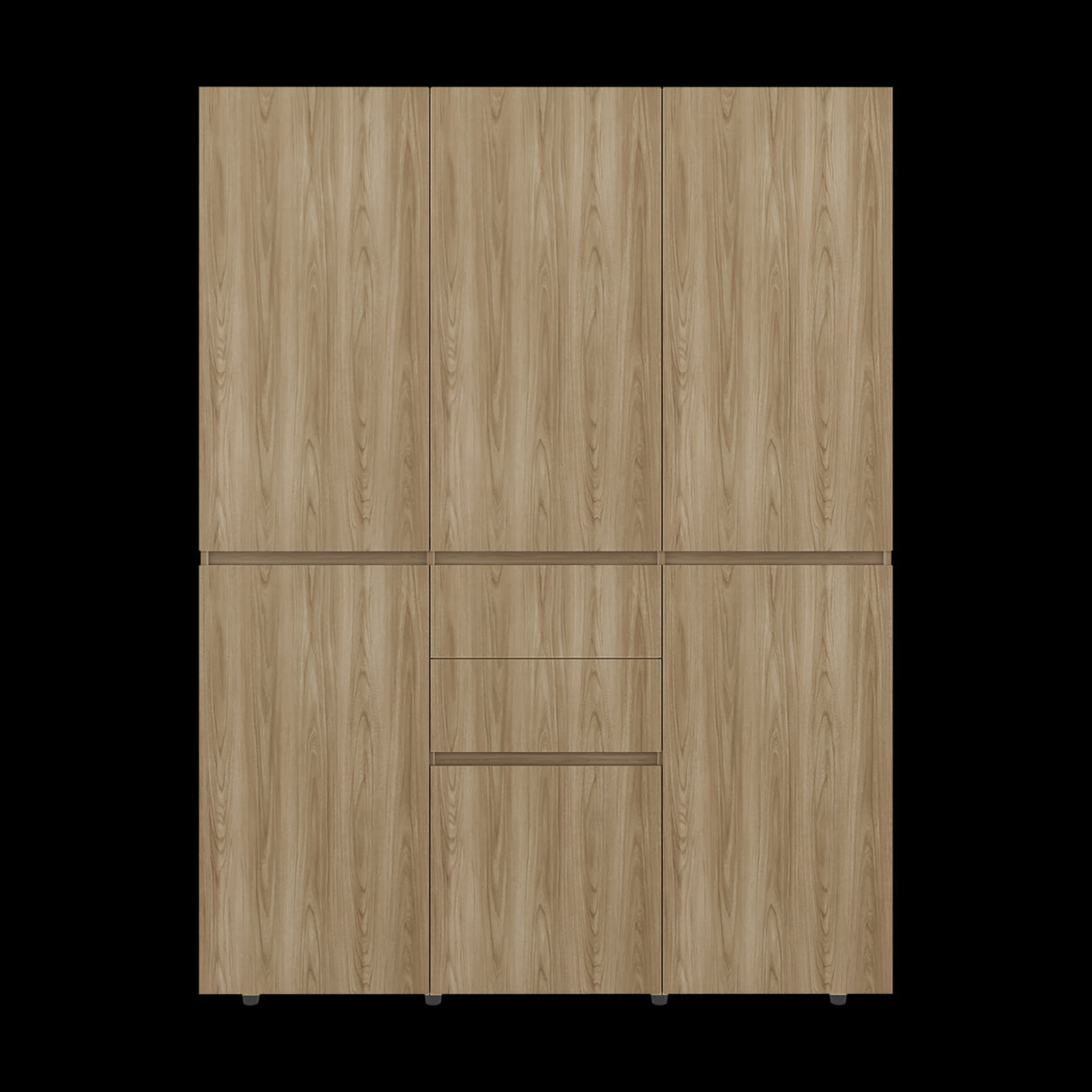 Closet Bea Fresno y Blanco 150x200cm con Dos Cajones con Seis Puertas y con Colgadero de Ropa - CLOSETS | Bylmo