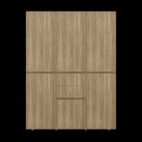 Closet Bea Fresno y Blanco 150x200cm con Dos Cajones con Seis Puertas y con Colgadero de Ropa - CLOSETS | Bylmo