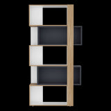 Biblioteca Beijing Fresno y Blanco 70.2x161.5cm Rectangular con Cinco Compartimientos - BIBLIOTECAS Y ESTANTERIAS | Bylmo