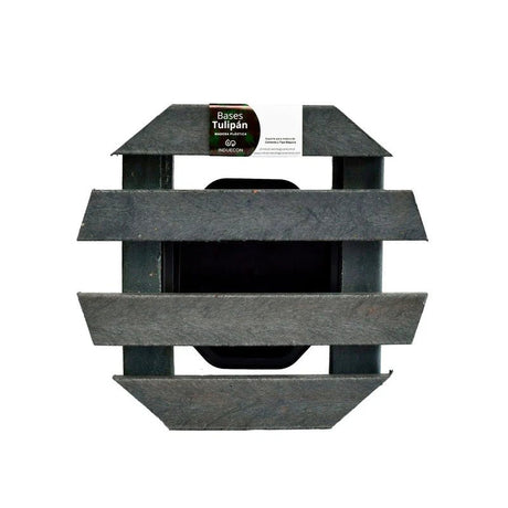 Base para Materas Livianas Exterior Tulipán Negro 30x10cm Circular con Rodachines Apto Para Intemperie - BASES PARA MATERAS DE EXTERIOR | Bylmo