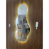 Espejo de Pared Genova Natural 70x150cm Asimetrico Sin Marco y con Iluminación - ESPEJOS DE PARED | Bylmo