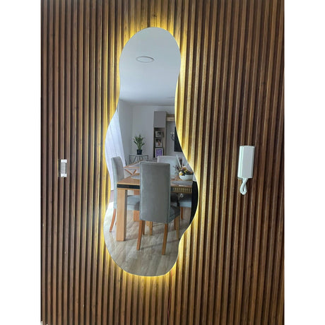 Espejo de Pared Genova Natural 70x150cm Asimetrico Sin Marco y con Iluminación - ESPEJOS DE PARED | Bylmo