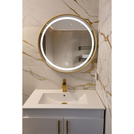 Espejo de Pared Roma Dorado 60x60cm Redondo con Marco Metalico y con Iluminación - ESPEJOS DE PARED | Bylmo