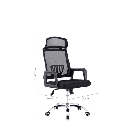 Silla de Oficina X57 Negro 57.5x111cm con Apoyabrazos con Soporte Lumbar y con Apoya Cabezas - SILLAS DE OFICINA | Bylmo